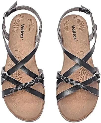 veittes womens casual flat sandalsfashion braided criss cross strap braidedadjustable ankle strapsopen toe summer sandalsblack12 us2207023 2