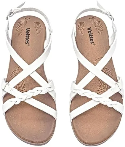 veittes womens casual flat sandalsfashion braided criss cross strap braidedadjustable ankle strapsopen toe summer sandalswhite12 us2207023 2